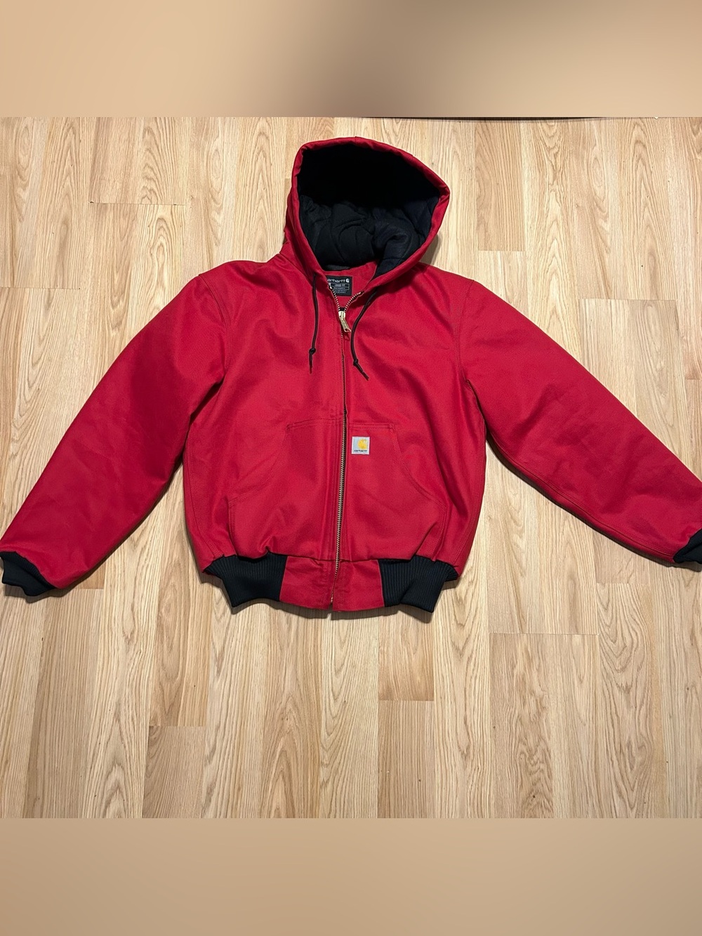 CARHARTT 50th Anniversary Red J140 Firm Duck Quilt Lined Hooded Jacket SZ S NWOT